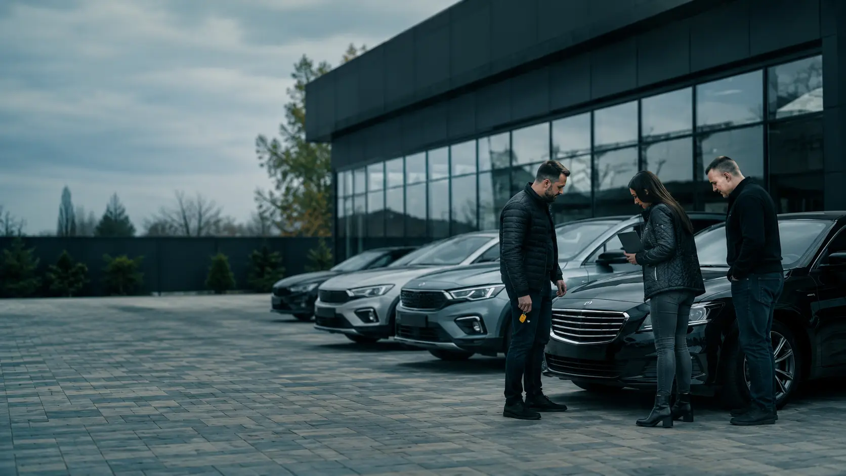 Команда Відкритого Автосалону біля автомобілів